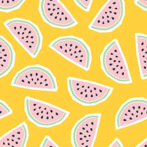 Cute Pastel Yellow Watermelon Pattern Wallpaper