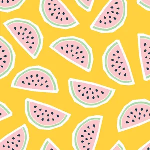 Cute Pastel Yellow Watermelon Pattern Wallpaper