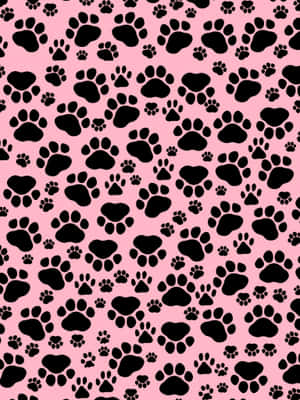 Cute Paw Prints In Black And Pink Iphone Wallpaper