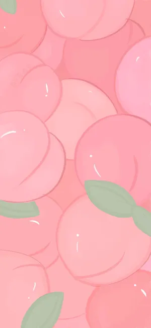 Cute Peach Art Pink Background Wallpaper