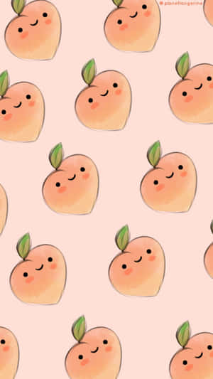 Cute Peach Drawing Pink Background Wallpaper