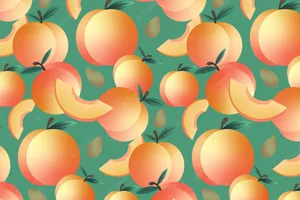 Cute Peach Seamless Pattern Green Background Wallpaper