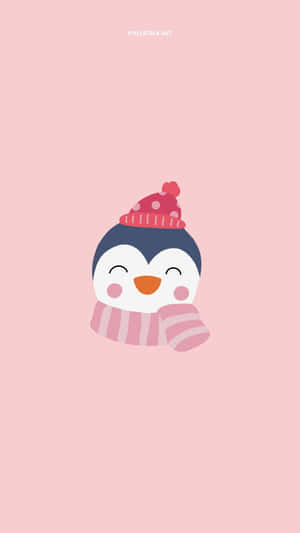 Cute Penguin Winter Scarf Phone Wallpaper