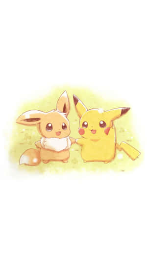 Cute Pikachuand Eevee Friends Wallpaper