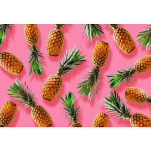 Cute Pineapple In Pink Background Wallpaper