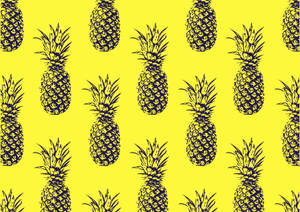 Cute Pineapple Pattern Neon Yellow Wallpaper