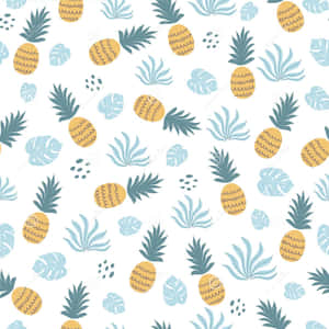 Cute Pineapple Tropical Leaves Wallpaper