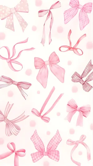 Cute Pink Bow Collection Wallpaper
