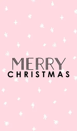 Cute Pink Christmas Greeting In Black Wallpaper