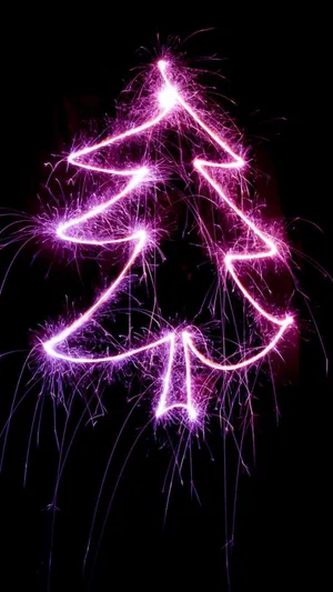 Cute Pink Christmas Neon Light Wallpaper