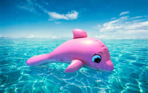 Cute Pink Dolphin Inflatable Wallpaper