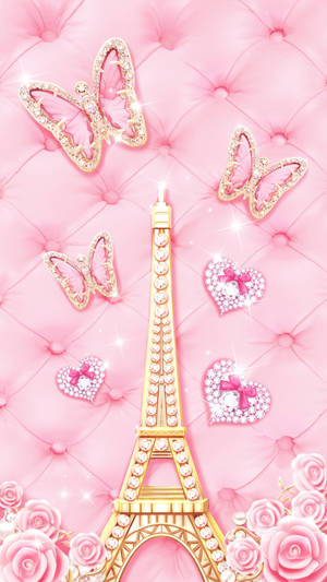 Cute Pink Eiffel Tower Art Wallpaper