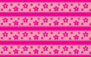 Cute Pink Floral Stripes Wallpaper