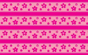 Cute Pink Floral Stripes Wallpaper