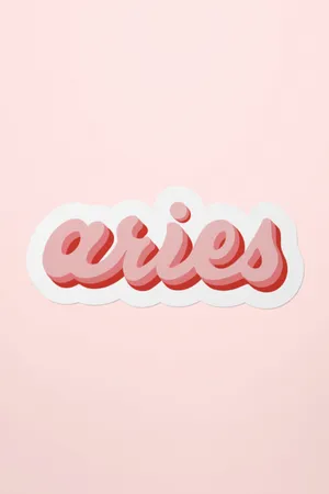 Cute Pink Minimalist Aries Typography Wallpaper