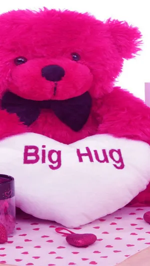 Cute Pink Teddy Bear Big Hug Wallpaper