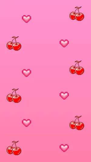 Cute Pixel Cherry Design Wallpaper