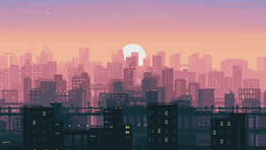 Cute Pixel Desktop Buildings Wallpaper