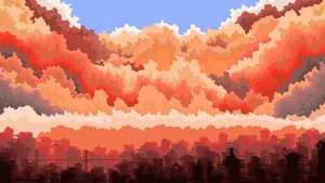 Cute Pixel Desktop Clouds Wallpaper