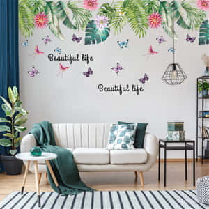 Cute Plant Sticker Wall Wallpaper