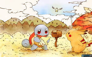 Cute Pokemon Squirtle Letter Wallpaper