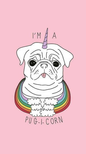 Cute Pug Illustrated As A Unicorn Wallpaper