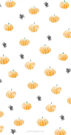 Cute Pumpkins And Spiders Fall Halloween Wallpaper