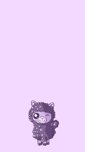 Cute Purple Alpaca Cartoon Wallpaper