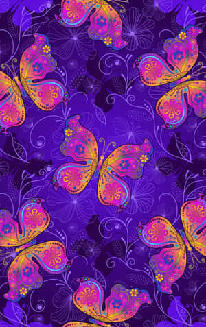 Cute Purple Butterfly Artsy Wallpaper