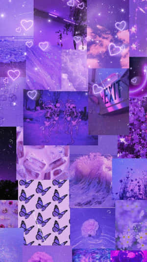 Cute Purple Collage Phone Wallpaper