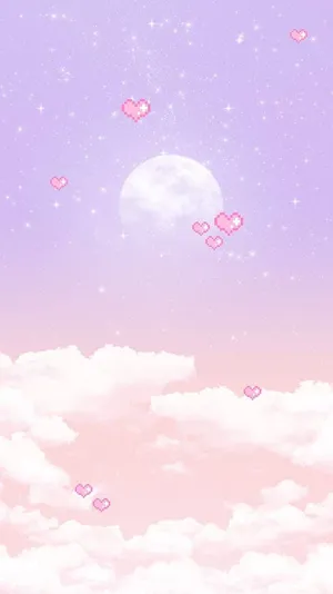 Cute Purple Sky With A Moon Wallpaper