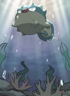 Cute Qwilfish Swimming Above Corals Wallpaper