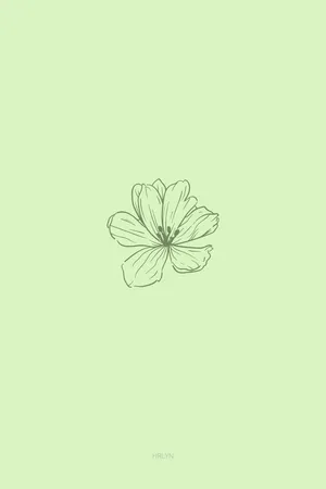 Cute Sage Green Flower Drawn On The Center Wallpaper
