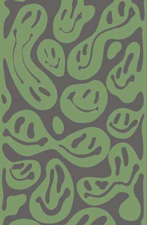 Cute Sage Green Smiley Faces Wallpaper