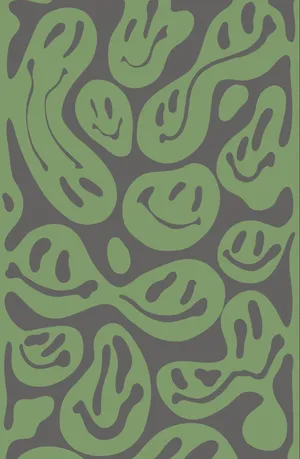 Cute Sage Green Smiley Faces Wallpaper