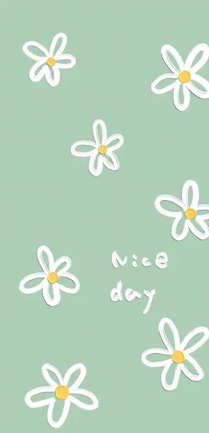 Cute Sage Green White Daisies Nice Day Wallpaper