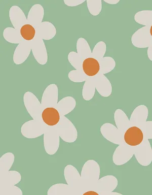Cute Sage Green White Daisies With Solid Petals Wallpaper