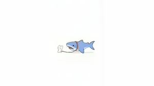 Cute Shark With Bone Wallpaper