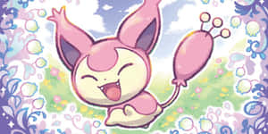 Cute Skitty Art White Flowers Wallpaper