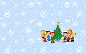 Cute Snoopy Christmas Peanuts Characters Wallpaper