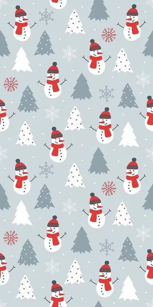 Cute Snowmen Christmas Pattern Wallpaper