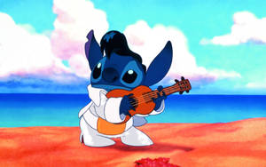 Cute Stitch Playing Guitar Wallpaper