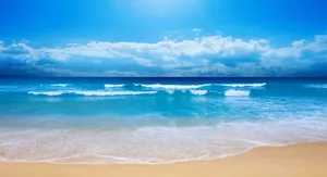 Cute Summer Beach With Cloudy Sky Wallpaper