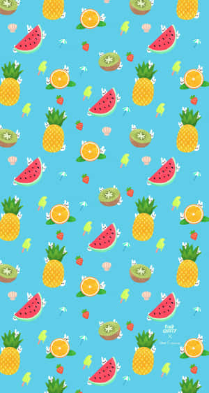 Cute Summer Fruits Pattern Phone Wallpaper