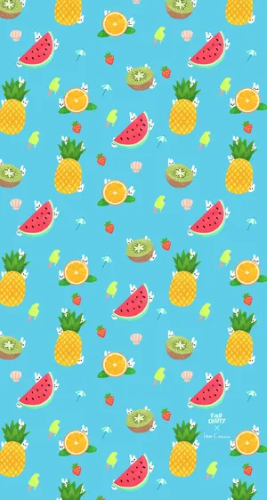 Cute Summer Fruits Pattern Phone Wallpaper