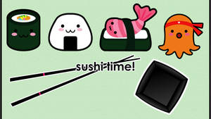 Cute Sushi Food Cartoon Wallpaper