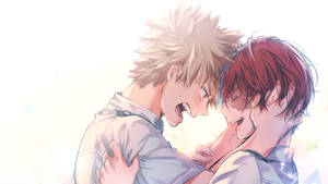 Cute Todoroki And Bakugo In White Wallpaper