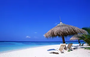 Cute Tropical Island Beach Chair Wallpaper