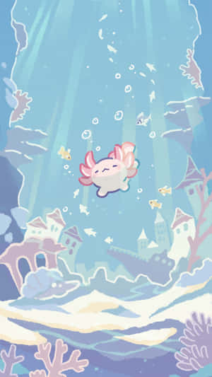 Cute Underwater Axolotl Wallpaper