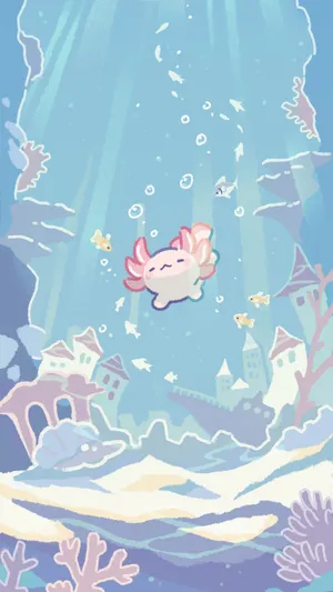 Cute Underwater Axolotl Wallpaper
